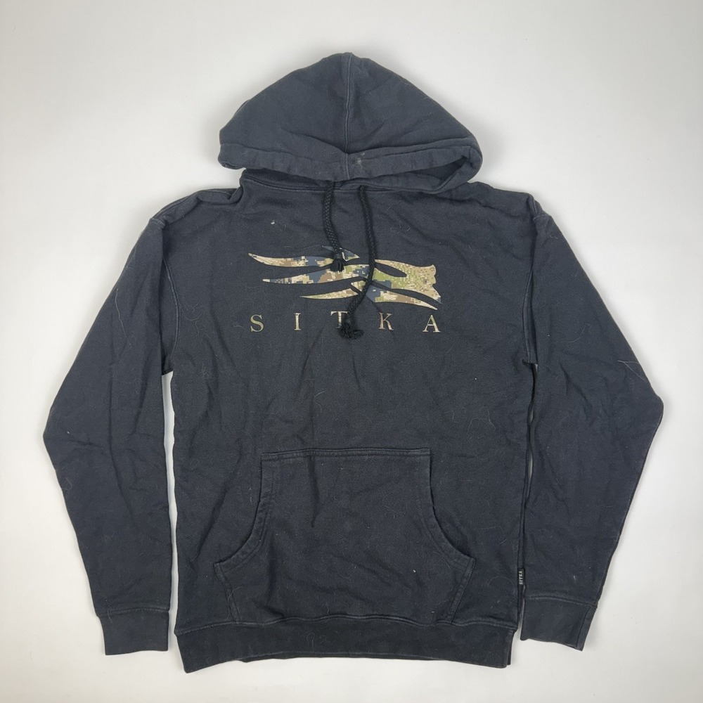Mens Sitka Gear Icon Optifade Black Camo Casual Pullover Hoodie Size Small GUC